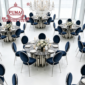 Modern Design Silver Stainless Steel Round Luxury <b>Tables</b> and Chairs Wedding - Product Image 5