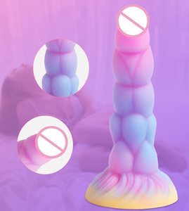 Dildo realistico fluorescente di colore misto di più forme di stimolazione anale in SILICONE per uomo donne coppia SM lesbica giocattolo del sesso - Product Image 3