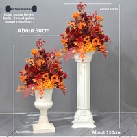 Decoración para Bodas, Hotel, Escenario, Área de Bienvenida, Columnas Romanas, Bolas de Flores, Flores de Seda, Exhibiciones para Escaparates, Estilo Europeo