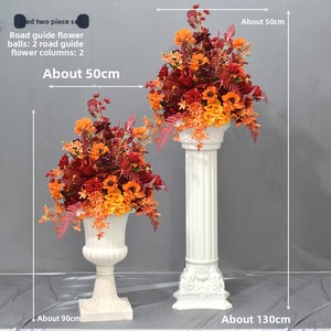 Bruiloftdecoratie hotelpodium welkomstgedeelte Romeinse zuilen bloemenballen zijden bloemen etalagedisplays Europese stijl - Product Image 4