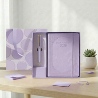 Ensemble de carnet de notes d'affaires de luxe en cuir PU A5 avec logo personnalisé, couverture rigide, cadeau d'entreprise avec stylo