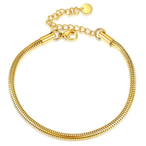 Pulsera de Cadena de Serpiente de Acero Inoxidable 304 de 3 mm, Chapada en Oro, Joyería Unisex, Pulsera de Moda - Product Image 1