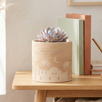 Pot de fleurs en céramique de style moyen-oriental, taille et couleur personnalisées, design cylindrique, pour plantes succulentes et cactus, avec motif imprimé en 3D