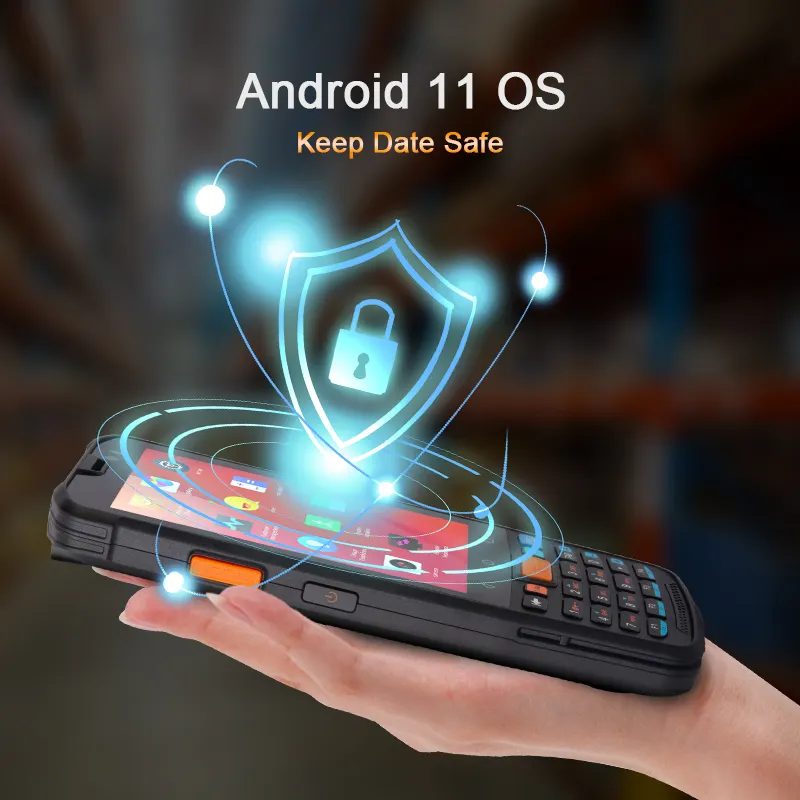 KINGTOP alat pemindai kode batang Android, 4 inci Ip65 tahan air PDA 4G LTE 5000mah menghilangkan baterai Android 11 tombol pemindai kode batang