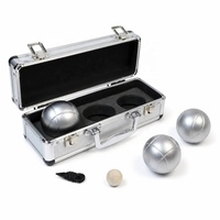 Jeu de pétanque 7 mm d'épaisseur, 3 boules argent mat, jeu de boules en alliage d'aluminium, jeu de pétanque pour extérieur et jardin