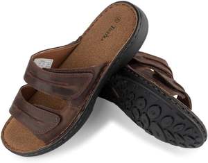 TIESTRA Sabot da Uomo in Pelle con Chiusura a Strappo Pantofole con Suola in Gomma Antiscivolo <span class=keywords><strong>Sandali</strong></span> Estivi Morbidi per <span class=keywords><strong>Mare</strong></span> Spiaggia e Attività all'Aperto - Product Image 2