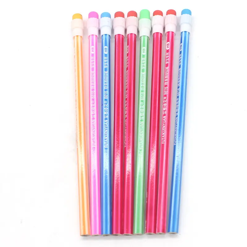 Fashion Cheap Durable Cute Colour Kids Student School Season Stationery Wooden Pencil Set with Eraser Topper