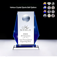 Plaque en verre cristal Noble avec différentes options de couleur Sports en gros Logo personnalisé Prix du trophée de golf de baseball