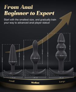 Analplug Butt Plug 3-teiliges Set Analkugeln-Wasserdichter Silikon Prostatamassager für Anfänger und Fortgeschrittene Spieler Komfortabel - Product Image 5