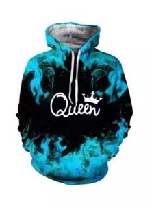 OEM logotipo personalizado Unisex Fitness deporte novedad Graffiti Color Sudadera con capucha 3D impreso <span class=keywords><strong>rey</strong></span> y reina marca Sudadera con capucha - Product Image 2