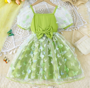 <span class=keywords><strong>Vestito</strong></span> Estivo 2026 per Bambine con Farfalle e Maniche Corte a Sbuffo, Design Patchwork - Product Image 1