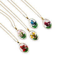 Epoxidharz-Halskette mit Echten Getrockneten Blumen, Echte Blumen-Schmuckstücke aus Edelstahl, Hochzeits- und Brautschmuck, Muttertagsgeschenk für die Ehefrau