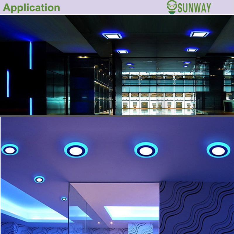 Foshan manufacturer Round Square Muti Bi- colors 16w 6w 24w 9w 3+3w 6+3w 12+4w 18+6w RGB double color led downlight