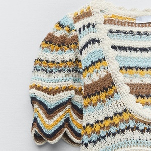 เดรสลำลองฤดูร้อนสำหรับผู้หญิงขายส่งแบบ OEM พร้อมโลโก้สั่งทำ ชุดรัดรูปถักนิตติ้งแขนสั้นลายทาง แฟชั่นฤดูร้อน - Product Image 6