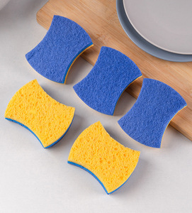 Esun Blue Éponges <span class=keywords><strong>de</strong></span> nettoyage double face anti-rayures en pâte <span class=keywords><strong>de</strong></span> bois et coton avec gommage en cellulose pour la cuisine - Product Image 2
