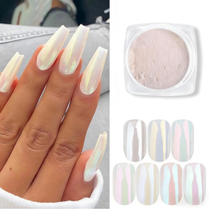 Juego de 2/6/7 piezas de polvo de perlas para decoración de uñas, efecto espejo, pigmento brillante cromado, gel de uñas con brillo, polvo de uñas Aurora <span class=keywords><strong>Moonlight</strong></span> - Product Image 4