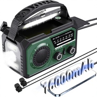 Radio météo d'urgence 16kMah NOAA/AM/FM, lanterne solaire de camping, manivelle rechargeable, batterie externe |   Alarme SOS Lampe torche 3 modes