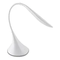 Lampu Meja LED Leher Angsa Modern Abadi Desain Fleksibel Putih Bertenaga Baterai 5V Rangka Plastik Tinggi 46cm Kamar Tidur & Ruang Tamu