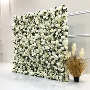 Mur de roses artificielles blanc, fournitures de mariage, décoration de fond de roses, mur de fleurs décoratif, vente en gros, 10 pièces