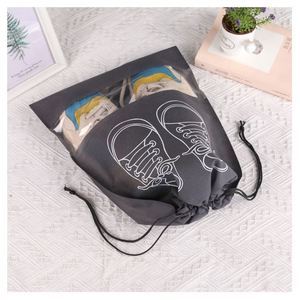 Sacs de rangement pour chaussures personnalisés avec logo imprimé, fenêtre transparente, grand format, anti-poussière, imperméables, en non-tissé, avec cordon de serrage - Product Image 1