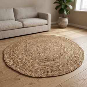 Home Basket Bali Jute <b>Carpet</b> Goni Rapat <b>Round</b> Natural Color - Product Image 2