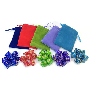 Juegos de dados poliédricos de 7 colores dobles con bolsas para juegos de mesa DND RPG D4 D6 D8 D10 D00 D12 D20 - Product Image 2