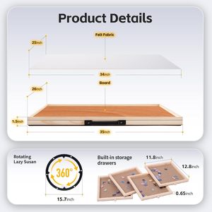 Table de présentation de puzzles en bois 2026 avec tiroirs, cadre rotatif à 360 degrés, plateau portable pour puzzles, boîte à ombre pour loisirs en famille - Product Image 3
