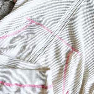 LOGO kustom Set wanita Hoodie lengan panjang wafel kasual Gym Set pakaian Lounge pakaian kualitas tinggi wanita seksi 2 potong Set Lounge - Product Image 5