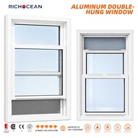 Ventanas Verticales de Doble Hoja de Aluminio Impermeables RICHOCEAN, Ventanas de Guillotina con Vidrio de Eficiencia Energética y Mosquitera