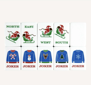 Ensemble de Mahjong Holly Jolly Holiday sur le thème de Noël, tuiles en acrylique de luxe, jeu de divertissement, ensemble cadeau, Mahjong de Noël - Product Image 3