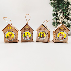 เครื่องประดับบ้านไม้สำหรับคริสต์มาส ของตกแต่งแขวนประดับ พร้อมลายซานตาคลอส มนุษย์หิมะ กวางเรนเดียร์ สำหรับตกแต่งต้นคริสต์มาส - Product Image 1