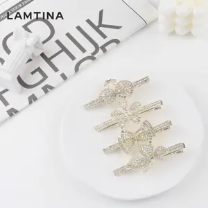 Großhandel koreanische INS Vintage silberne Haarschnüren Metallblume Kirschbogen Schmetterling Legierungshaarclip Strass Haarzubehör