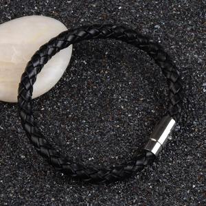Bracciali in Vera Pelle Intrecciata con Chiusura in Acciaio Inossidabile e <span class=keywords><strong>Croce</strong></span> <span class=keywords><strong>Nera</strong></span> - Product Image 4