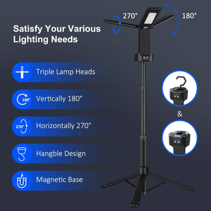 Lampe <span class=keywords><strong>de</strong></span> travail sur trépied SMD personnalisable 4500LM, affichage <span class=keywords><strong>de</strong></span> la puissance 4000mAh, étanche, rotative multi-angles, portable pour chantier et <span class=keywords><strong>garage</strong></span> - Product Image 6