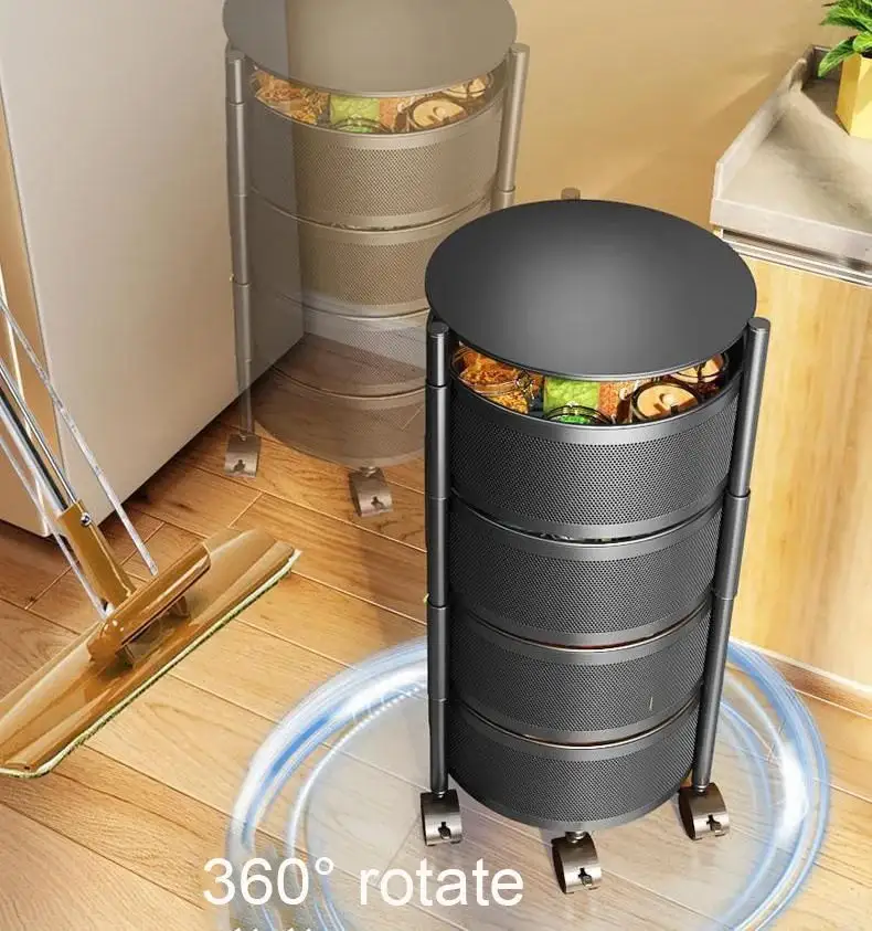 NISEVEN miglior prezzo Multi-strato di stoccaggio da cucina Rack 360 rotante cestello vegetale piano di stoccaggio in piedi con cesto in rete