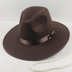2022 kustom baru hitam merasa Fedora topi untuk pria musim gugur musim dingin pita mengikat Rim grosir untuk pesta dan bisnis pemandangan - Product Image 2