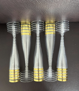 Paquete de 50 copas de champán de plástico sin BPA, 4,5 oz, transparentes con borde dorado, copas de vino, vasos desechables para boda, fiesta, <span class=keywords><strong>Mimosa</strong></span> - Product Image 1