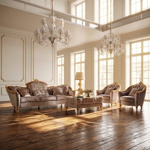 Royal Baroque Style Golden Foil Carving Wooden Chesterfield <strong>Crush</strong> Brown <strong>Velvet</strong> Palace <strong>Sofa</strong> Brown <strong>Velvet</strong> Tufted Baroque <strong>Sofa</strong> - Product Image 1