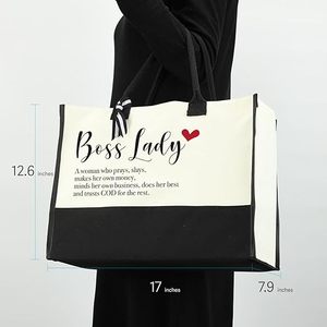 Sac fourre-tout en toile personnalisé avec logo, <span class=keywords><strong>cadeau</strong></span> <span class=keywords><strong>pour</strong></span> les femmes dirigeantes, cadeaux de Noël <span class=keywords><strong>pour</strong></span> femmes, sac à main, cadeaux à offrir - Sac fourre-tout en toile, sac de plage, trousse de maquillage - Product Image 3