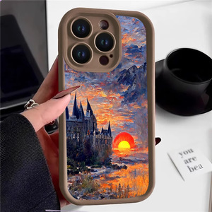 Nouvelle coque de téléphone Coucher de soleil et lever de soleil au château pour iPhone 16 17 Pro Max 14 13, coque arrière givrée antichoc couleur bonbon - Product Image 3