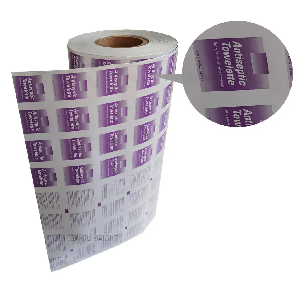 Kemasan farmasi kertas aluminium Foil kertas laminasi untuk alkohol persiapan bantalan penyeka alkohol kemasan