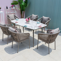 Loisirs moderne 6 places en osier rotin table à manger et chaises ensemble