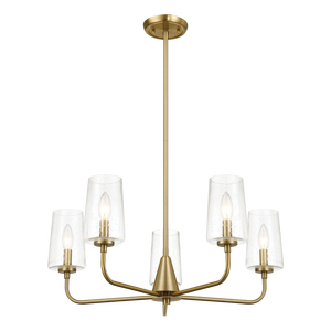 DB Dazzle Lustre à Cinq Lumières en Laiton Satiné Verre Ensemencé Clair Design Moderne pour Chambre D'hôtel Éclairage Blanc Chaud Source D'alimentation CA - Product Image 2