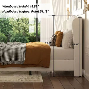 โครงเตียงคู่สไตล์ฝรั่งเศสคลาสสิก เตียงทันสมัยเรียบง่าย พร้อมหัวเตียงรับน้ำหนักได้มาก พับเก็บและปรับได้ - Product Image 4