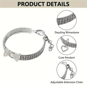 Un collar con colgante de lazo adecuado para perros y gatos, un collar ajustable apto para uso diario y un accesorio elástico. - Product Image 3