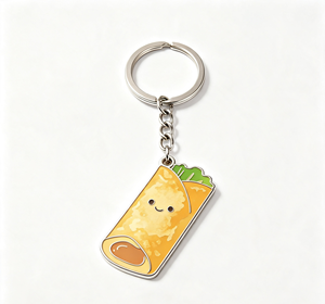 Lindo llavero de metal con diseño de taco, esmaltado, con cadena plateada, accesorio de regalo - Product Image 3
