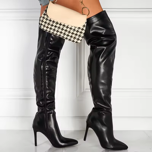 Botas Largas de Cuero con Punta en Pico, Elegantes y Sensuales, Botas de Tacón Alto por Encima de la Rodilla para Mujer, Botas de Diseñador para Mujer - Product Image 3