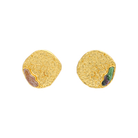 Boucles d'oreilles clous sophistiquées en laiton avec pierre semi-précieuse, bijoux tendance pour femme, accessoire quotidien