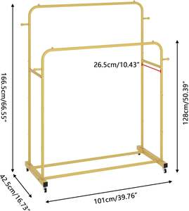 تصميم جديد مزدوج قضبان توفير مساحة الملابس المعلقة مع عجلات - Product Image 6
