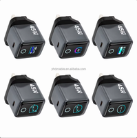 Cargador GaN de 45W con Pantalla Digital Inteligente, Cargador de Pared con Carga Rápida PD para Laptop, Teléfono, Tablet, IOS, Tipo-C
